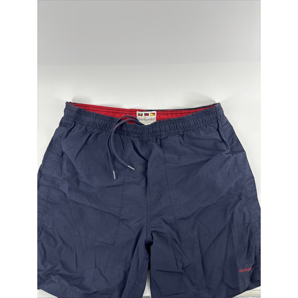 Vintage Y2K Weekender Swim Trunks Men Med Board Shorts Nautical Blue Pockets
